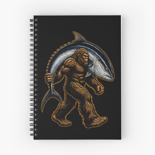Item preview, Bigfoot carrying a giant tuna fish illustration designed and sold by rafaeltto.