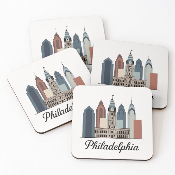 Item preview, Philadelphia Skyline Silhouette Design - Retro Gift for Travel Lover designed and sold by MoonSkyArt.