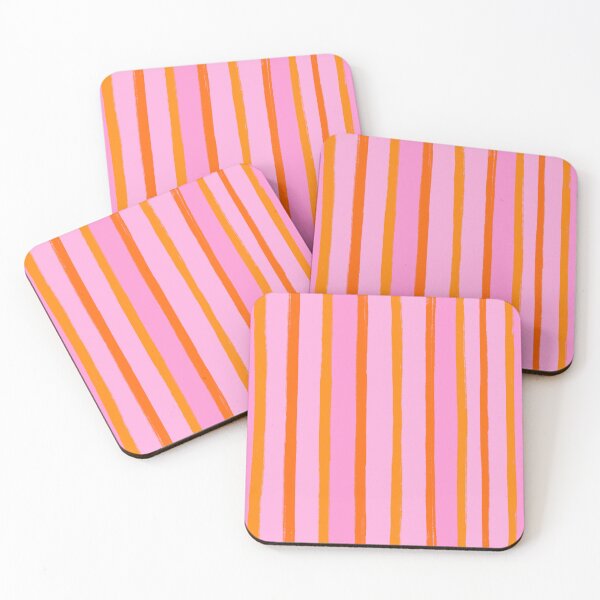 Item preview, Orange Brush Stroke Stripes Pattern on Pink designed and sold by OneThreeSix.