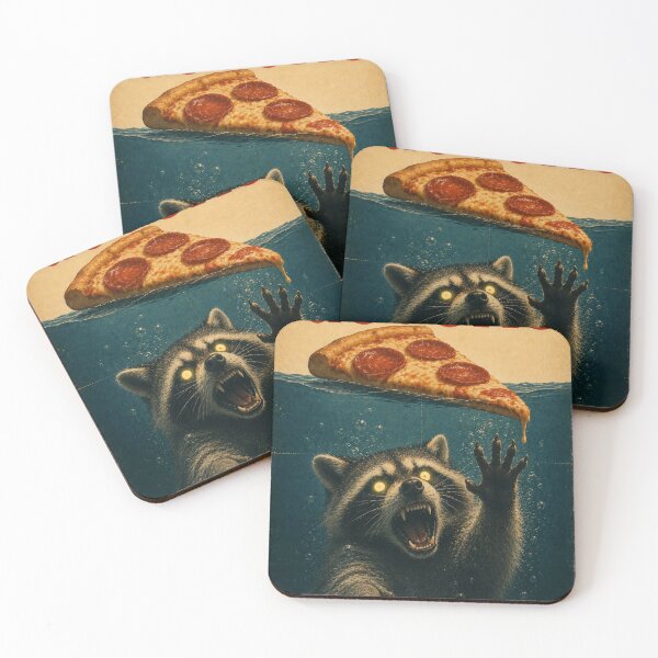Item preview, raCOONS - Raccoon Pizza Shark Parody - Funny Pizza Horror Poster designed and sold by BRTHRCNK01.