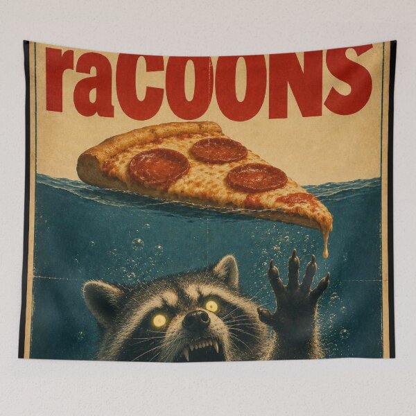Item preview, raCOONS - Raccoon Pizza Shark Parody - Funny Pizza Horror Poster designed and sold by BRTHRCNK01.