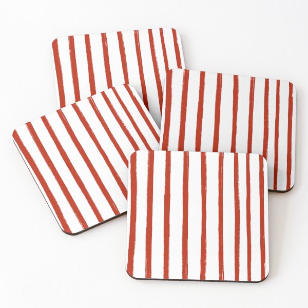 Item preview, Red Brush Stroke Stripes Pattern on White designed and sold by OneThreeSix.
