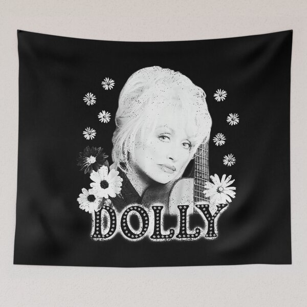 Item preview, Dolly Parton Guitar Flowers Black White Country Legend designed and sold by HayleePacoch.