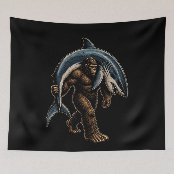 Item preview, Bigfoot carrying a shark graphic design designed and sold by rafaeltto.