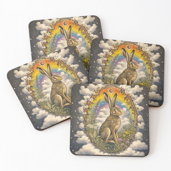 Item preview, Protected Moon Hare: Sacred Meadow, Rainbow & Briar Frame Art designed and sold by chihuahuashower.