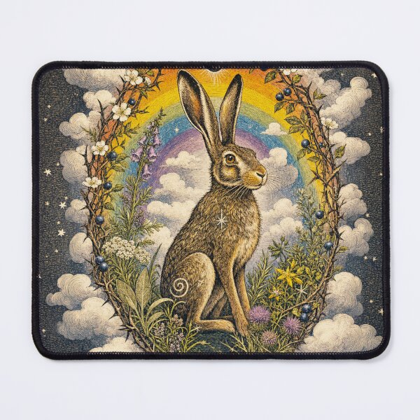 Item preview, Protected Moon Hare: Sacred Meadow, Rainbow & Briar Frame Art designed and sold by chihuahuashower.
