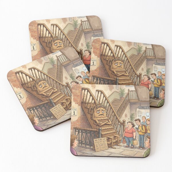 Item preview, Tired Wooden Stairs On Strike Building Humor designed and sold by Michaelragheb.