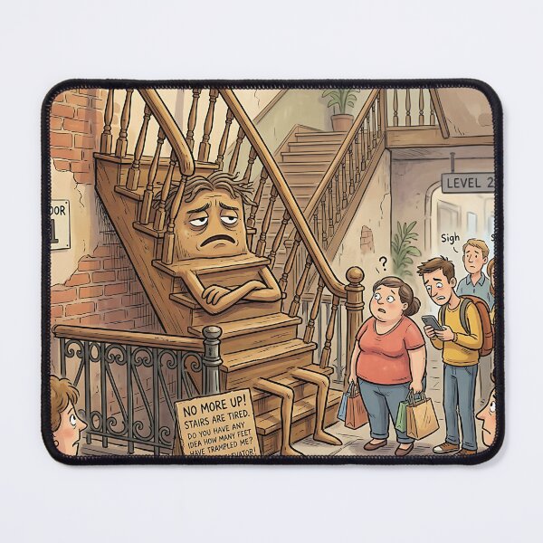 Item preview, Tired Wooden Stairs On Strike Building Humor designed and sold by Michaelragheb.