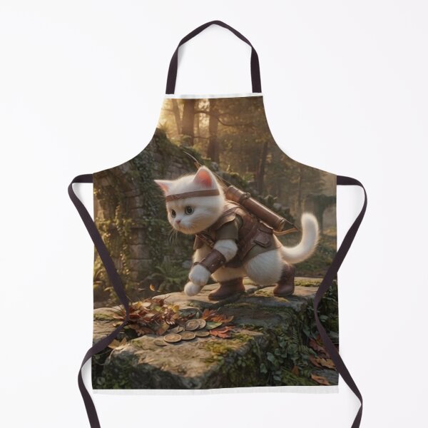 Item preview, Woodland Ranger Kitten — Ancient Bridge Ruins Illustration designed and sold by NikmaArt.