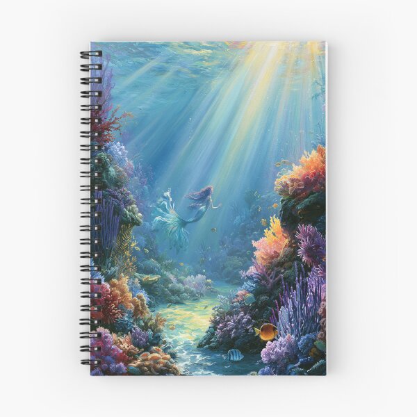 Item preview, A beautiful Mermaid swimming among colourful coral reefs surrounded by tropical fish and shafts of sunlight filtering through crystal-clear water, Fantasy & Mythological Creatures designed and sold by CDC40.