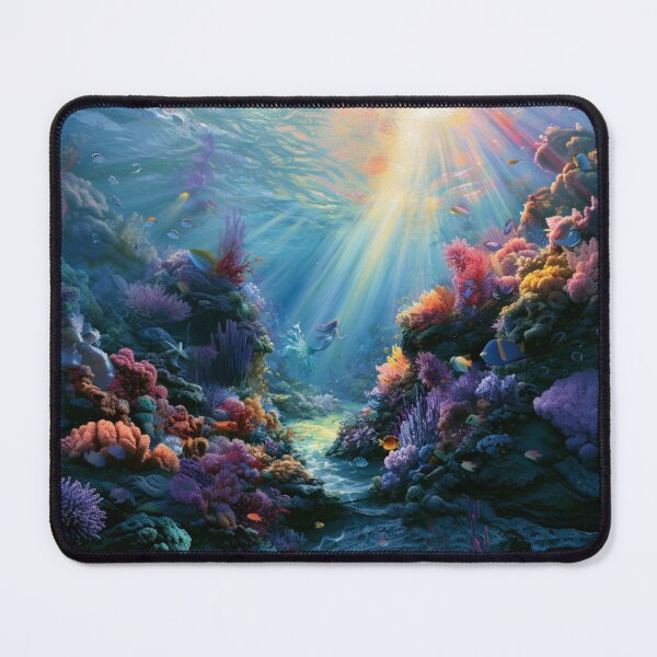 Item preview, A beautiful Mermaid swimming among colourful coral reefs surrounded by tropical fish and shafts of sunlight filtering through crystal-clear water, Fantasy & Mythological Creatures designed and sold by CDC40.