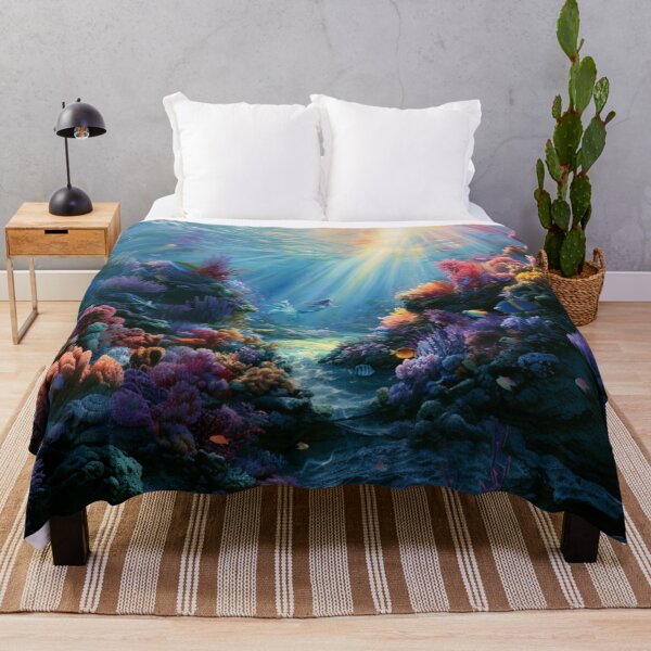 Item preview, A beautiful Mermaid swimming among colourful coral reefs surrounded by tropical fish and shafts of sunlight filtering through crystal-clear water, Fantasy & Mythological Creatures designed and sold by CDC40.