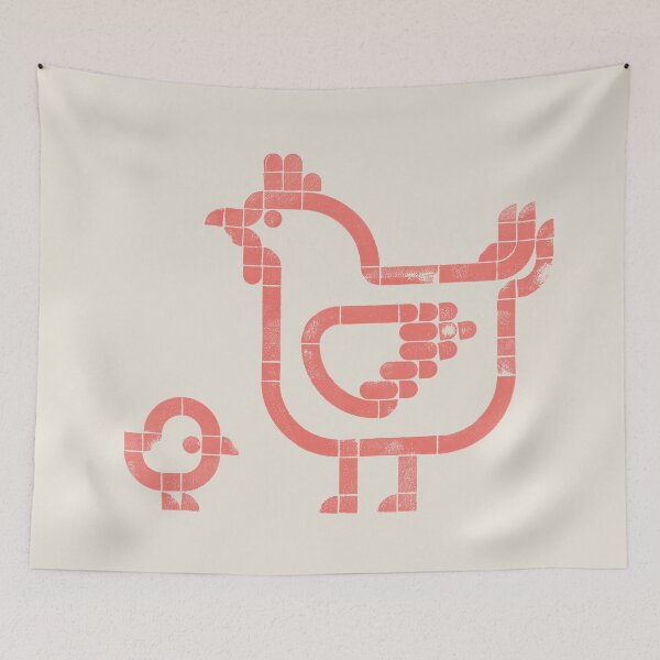 Item preview, Freshly Hatched | Geometric Bird Illustration - coral designed and sold by POCOmuchoStudio.