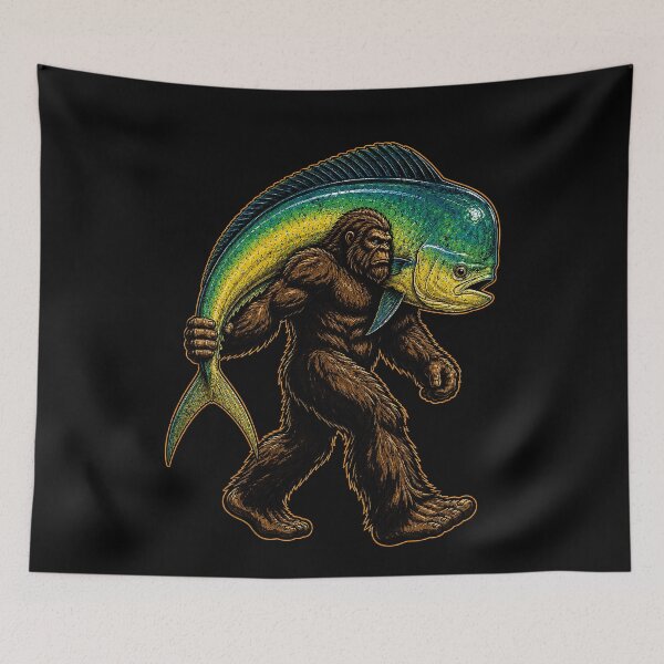 Item preview, Bigfoot with a giant fish design for outdoor lovers designed and sold by rafaeltto.