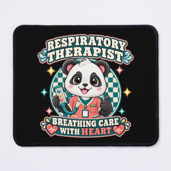 Item preview, Cute Panda Respiratory Therapist Breathing Care With Heart, Checkered Design, Medical RT Gift designed and sold by ClinicalHubs.