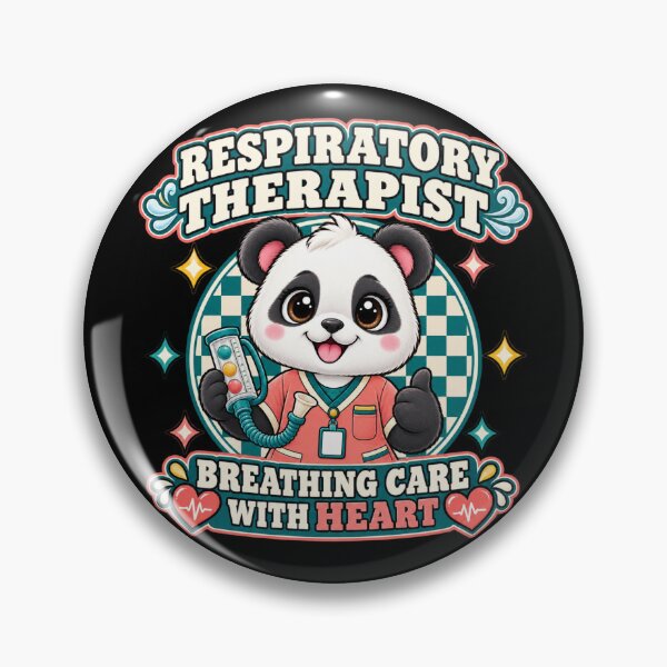 Item preview, Cute Panda Respiratory Therapist Breathing Care With Heart, Checkered Design, Medical RT Gift designed and sold by ClinicalHubs.
