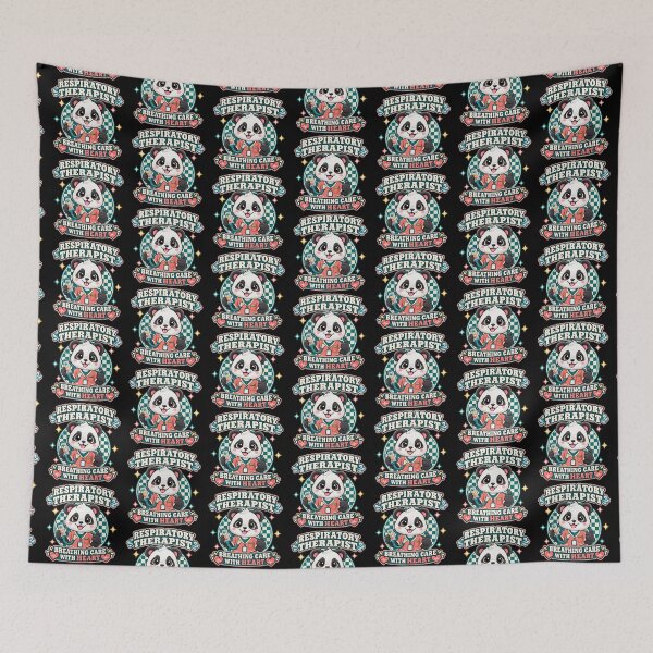 Item preview, Cute Panda Respiratory Therapist Breathing Care With Heart, Checkered Design, Medical RT Gift designed and sold by ClinicalHubs.