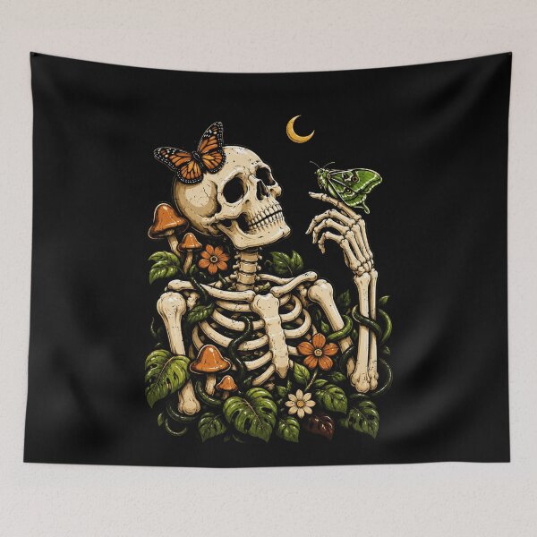 Item preview, Whimsical Skeleton with Butterflies and Flora Halloween designed and sold by rafaeltto.