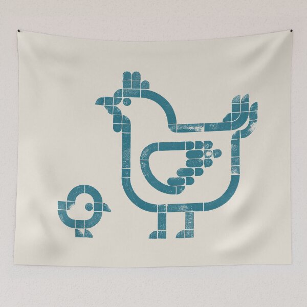 Item preview, Freshly Hatched | Geometric Bird Illustration - Petrol Blue designed and sold by POCOmuchoStudio.