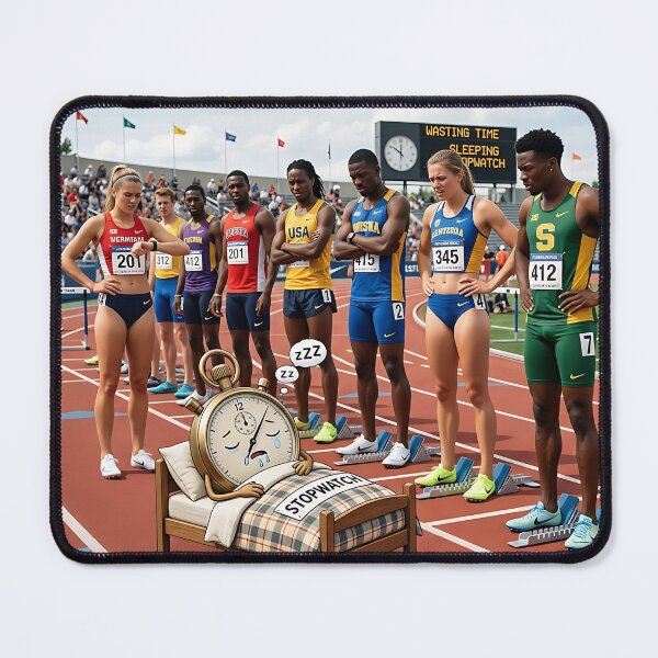 Item preview, Sleeping Stopwatch on Track Wasting Time Sports Humor designed and sold by Michaelragheb.