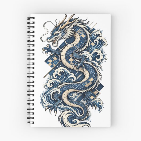 Item preview, Indigo Dragon Ocean Waves designed and sold by  Silent Japan Studio.