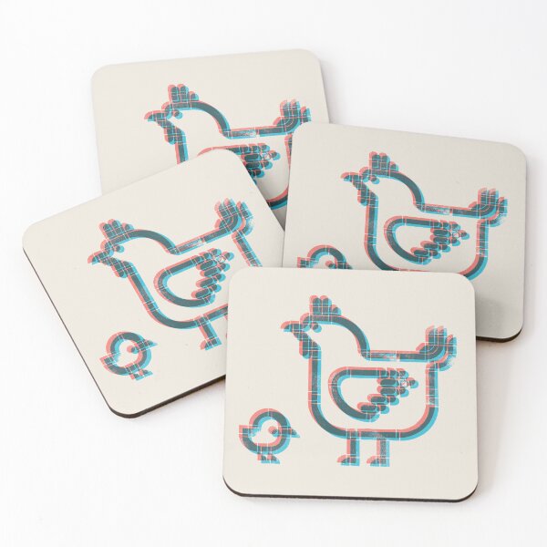 Item preview, Freshly Hatched | Geometric Bird Illustration - carmine and turquoise designed and sold by POCOmuchoStudio.