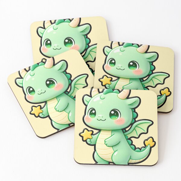 Item preview, Cute Mint Green Baby Dragon with Stars designed and sold by Raloel Art.