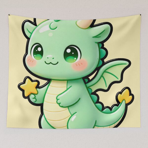 Item preview, Cute Mint Green Baby Dragon with Stars designed and sold by Raloel Art.