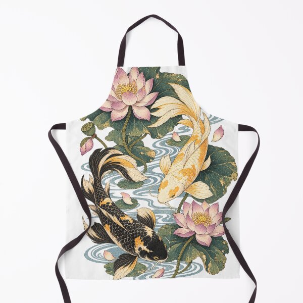 Item preview, Gold and Shadow Koi in the Lotus Pond Ukiyo-e Japan designed and sold by Kallandra.