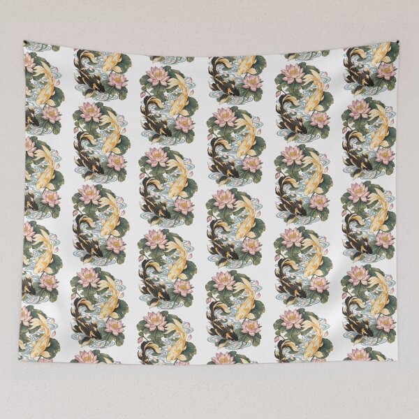 Item preview, Gold and Shadow Koi in the Lotus Pond Ukiyo-e Japan designed and sold by Kallandra.