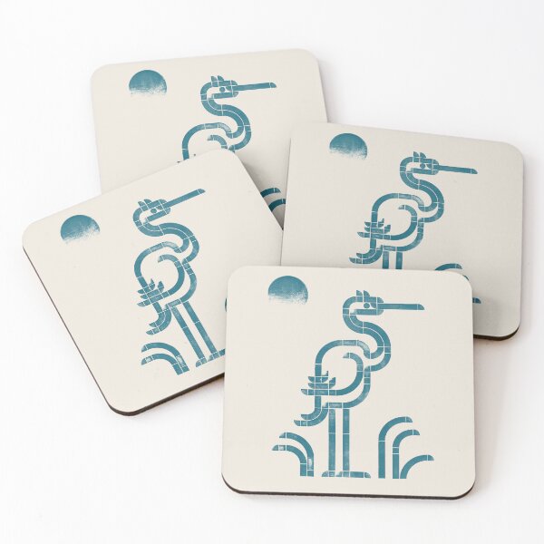 Item preview, Salt Marsh — Heron | Geometric Bird Art - petrol blue designed and sold by POCOmuchoStudio.