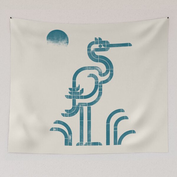 Item preview, Salt Marsh — Heron | Geometric Bird Art - petrol blue designed and sold by POCOmuchoStudio.