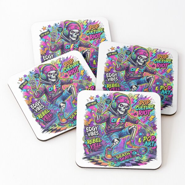 Item preview, Pop Culture Riot Neon Skater Skeleton Edgy Streetwear Design designed and sold by KTD28_SHOP.