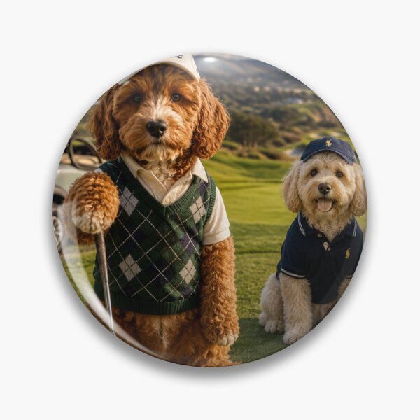 Artikelvorschau, Cockapoo-Golfteam auf dem Küstenfairway entworfen und verkauft von Paul Thompson Photography.