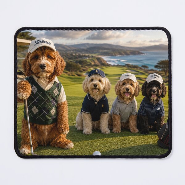 Item preview, Cockapoo Golf Team on Coastal Fairway designed and sold by Paul Thompson Photography.