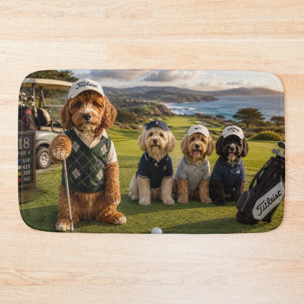 Item preview, Cockapoo Golf Team on Coastal Fairway designed and sold by Paul Thompson Photography.