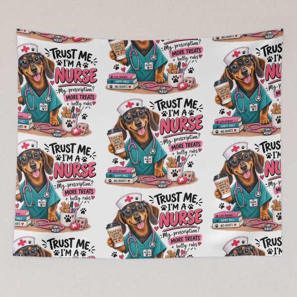 Item preview, Dachshund Nurse – More Treats designed and sold by FurryPrintLab-FurryPrintLabDesign.