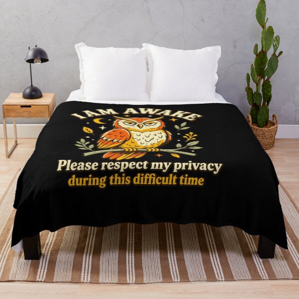 Item preview, I Am Awake Please Respect My Privacy Funny Owl Introvert Humor Gift designed and sold by LASTIQUE-dd.