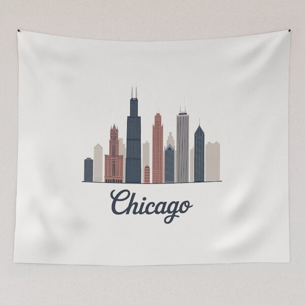 Artikelvorschau, Chicago Skyline Silhouette Design - Retro-Geschenk für Reiseliebhaber entworfen und verkauft von MoonSkyArt.