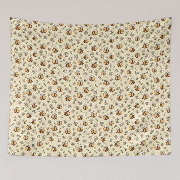Item preview, Cute Bees And Daisies Seamless Pastel Pattern designed and sold by StickVerse by Owais.