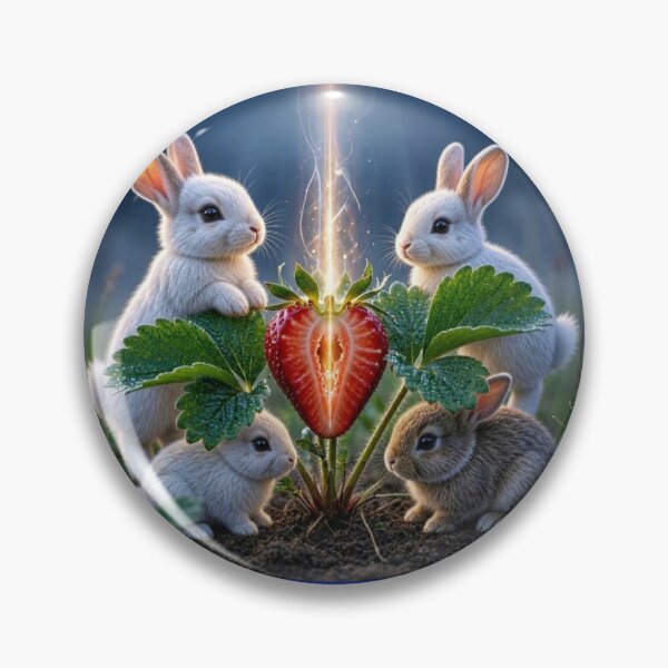 Item preview, Cute Bunnies and Magical Glowing Strawberry Art designed and sold by Breezes-of-Ida.