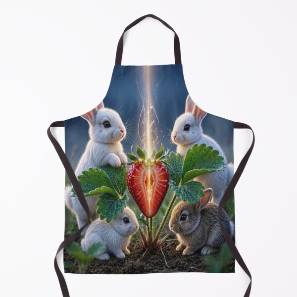 Item preview, Cute Bunnies and Magical Glowing Strawberry Art designed and sold by Breezes-of-Ida.