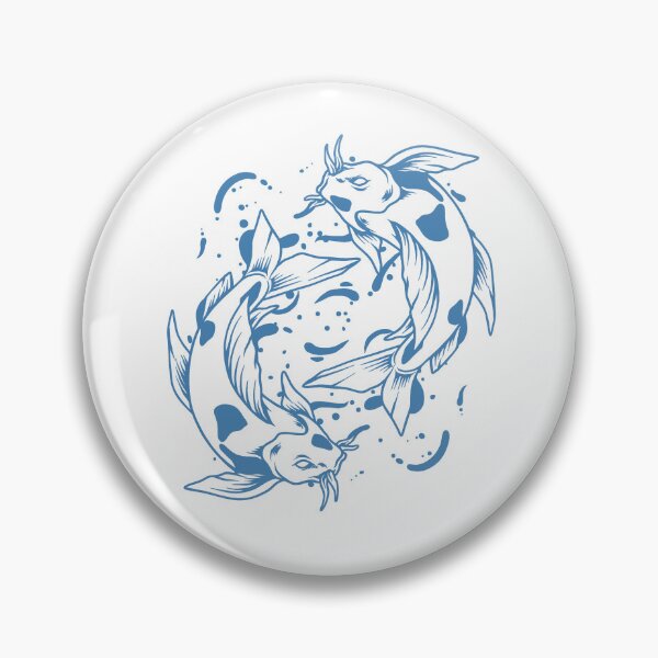 Item preview, Steel Blue Japanese Koi Yin Yang Design designed and sold by pattern-archive.