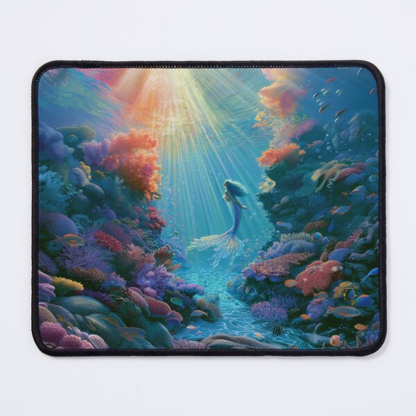 Item preview, A beautiful Mermaid swimming among colourful coral reefs surrounded by tropical fish and shafts of sunlight filtering through crystal-clear water, Fantasy & Mythological Creatures designed and sold by CDC40.