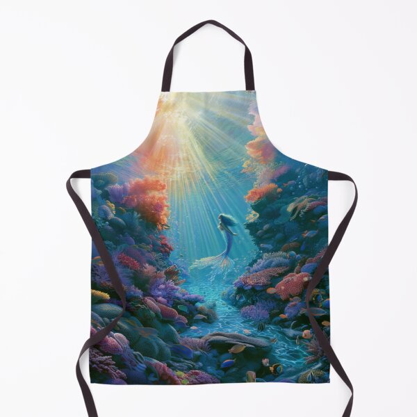 Item preview, A beautiful Mermaid swimming among colourful coral reefs surrounded by tropical fish and shafts of sunlight filtering through crystal-clear water, Fantasy & Mythological Creatures designed and sold by CDC40.