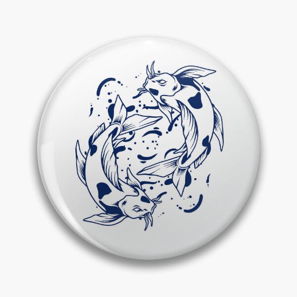 Item preview, Navy Blue Japanese Koi Yin Yang Design designed and sold by pattern-archive.