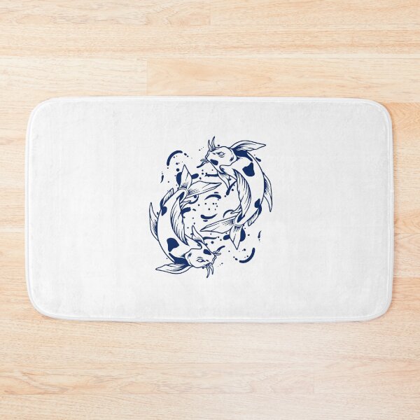 Item preview, Navy Blue Japanese Koi Yin Yang Design designed and sold by pattern-archive.