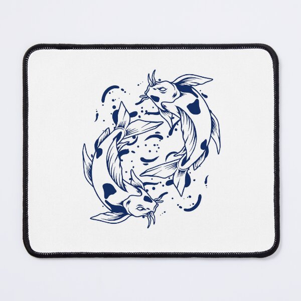 Item preview, Navy Blue Japanese Koi Yin Yang Design designed and sold by pattern-archive.
