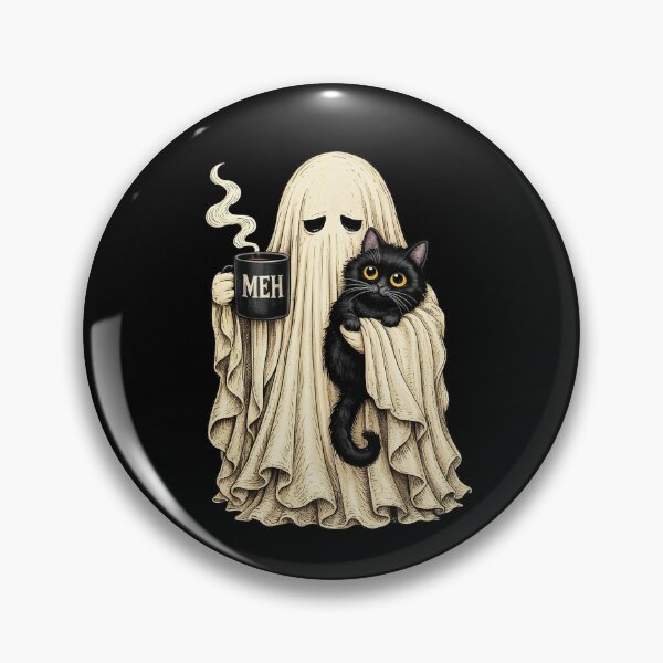 Item preview, Vitntage Halloween Ghost Holding Black Cat  designed and sold by studio-ssaam.