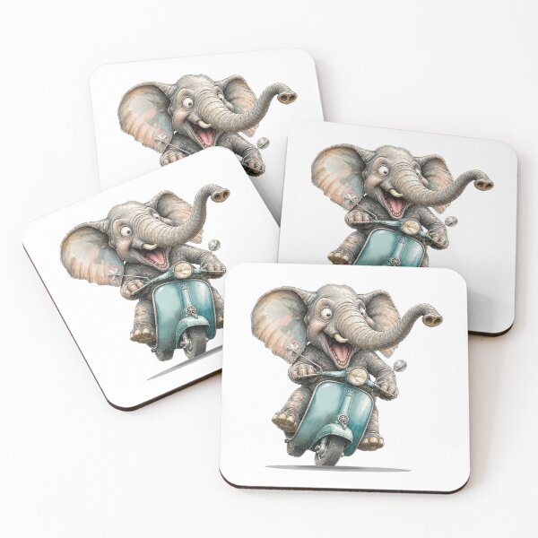 Item preview, Funny Elephant Riding Vintage Scooter Wild Animal Adventure designed and sold by Wilcox PhotoArt.